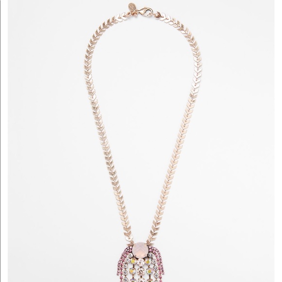 Express pink gold chevron rhinestone necklace - Picture 3 of 5